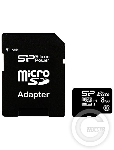 Карта памяти SILICON POWER microSDHC 8Gb Class10+адаптер