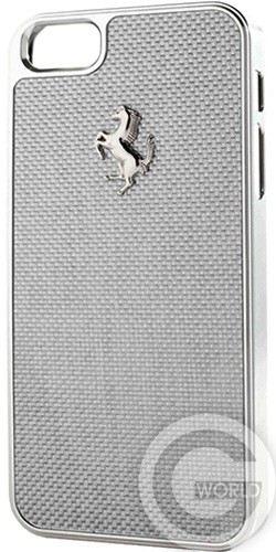 Чехол Ferrari Carbon cover case for iPhone 5/5S white with silver frame